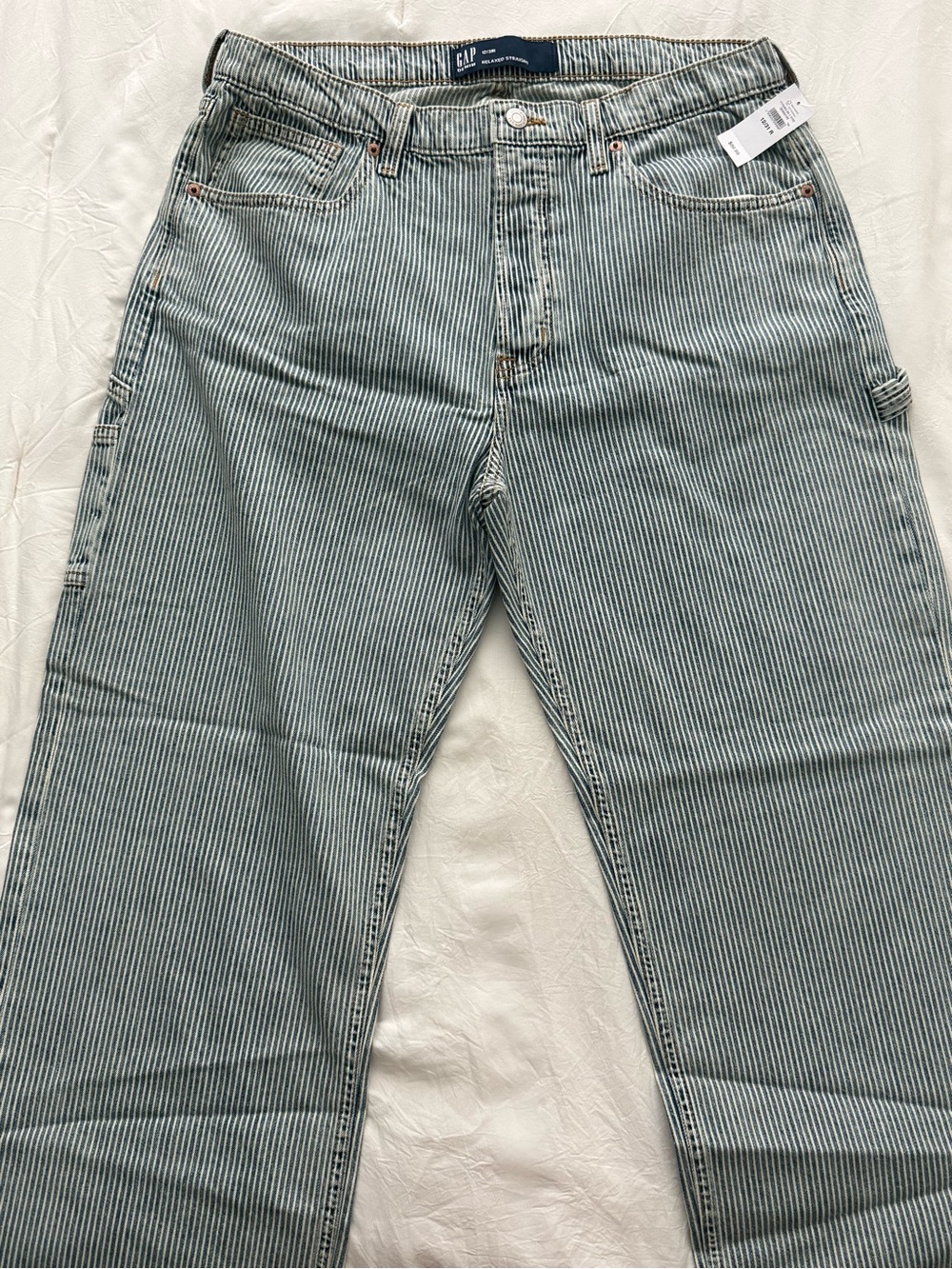 GAP Women's Straight Leg Jeans in Blue Pinstripe